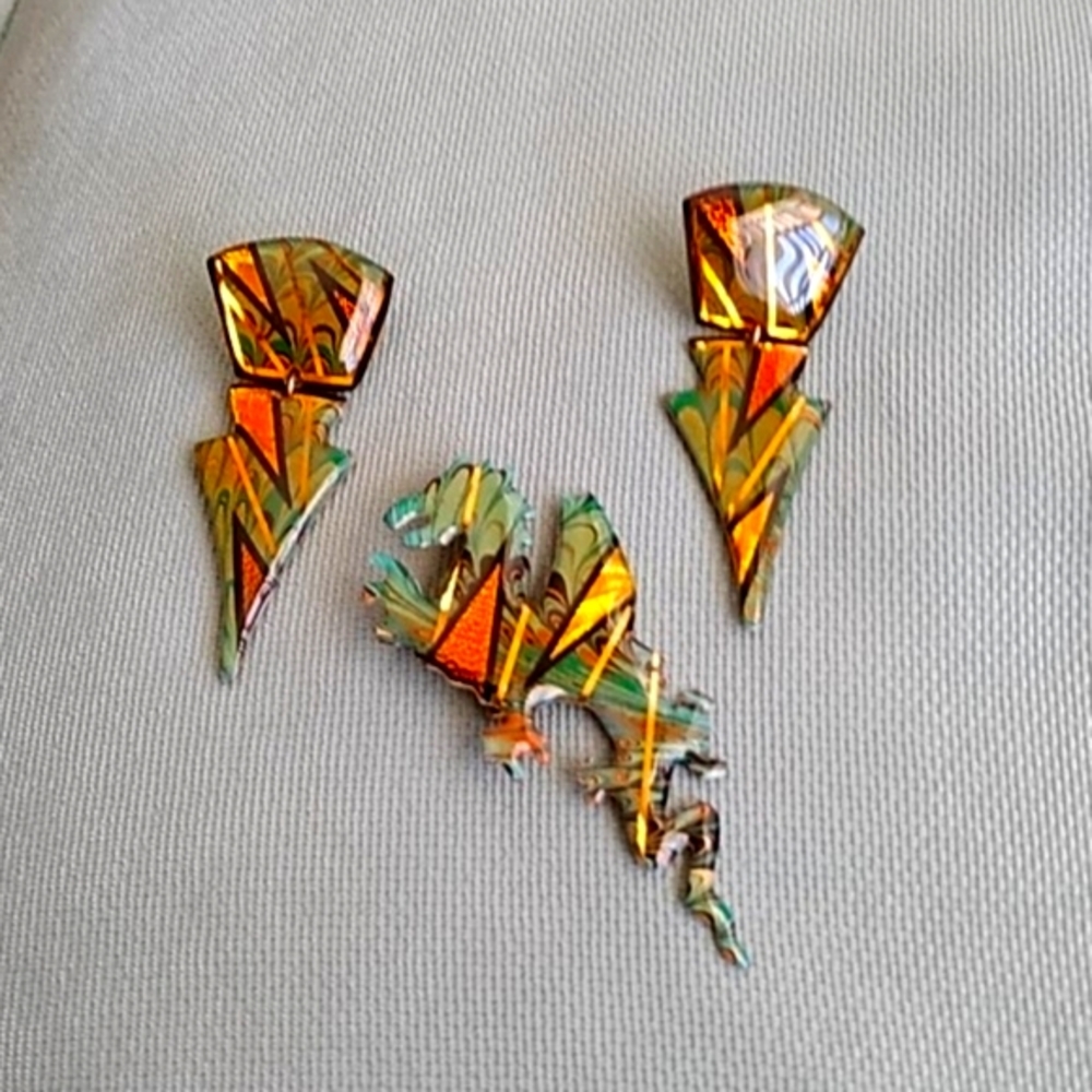 DRAGON PIN AND EARRINGS - Picture 6 of 8